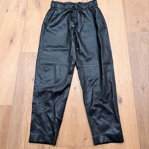 Zara Black Faux Leather Jogger Pants
